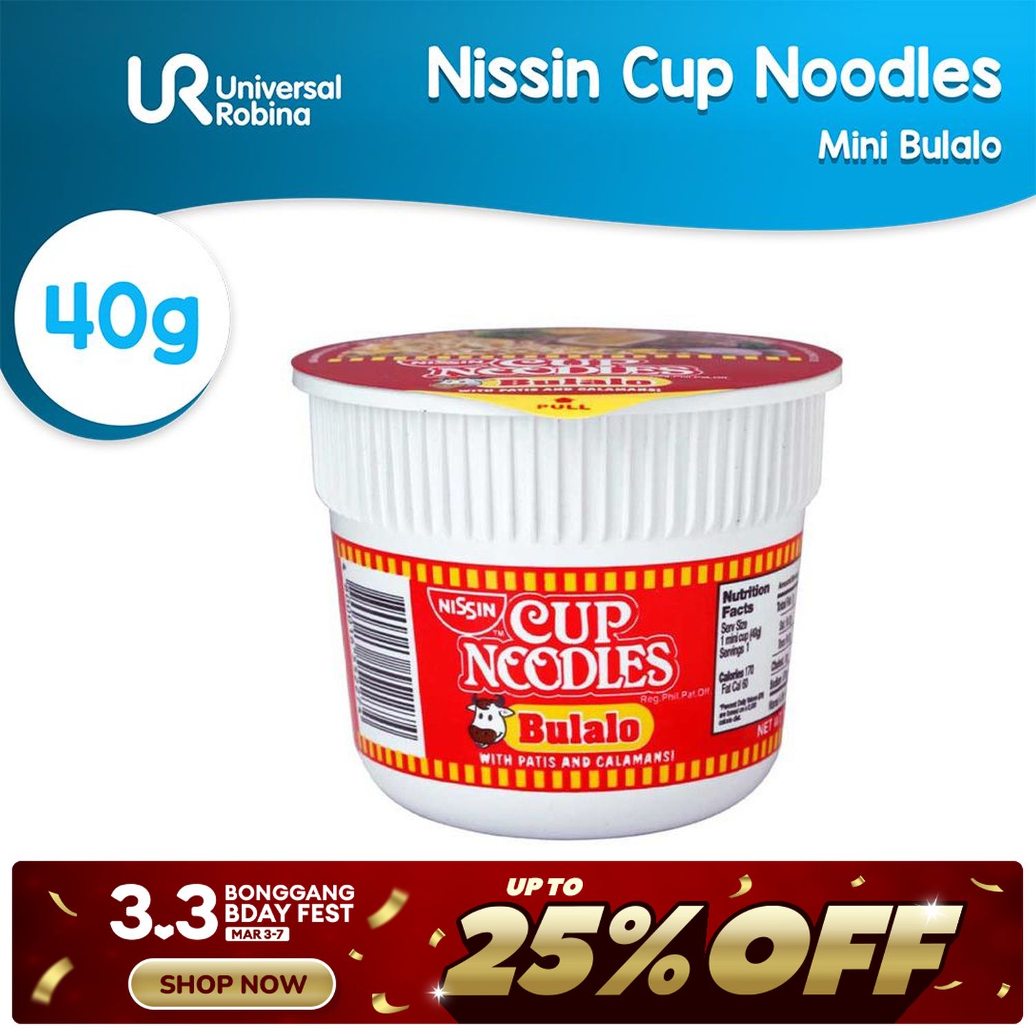 Buy Nissin Cup Noodles Mini Bulalo (40g) from Pandamart - Davao East online  on foodpanda