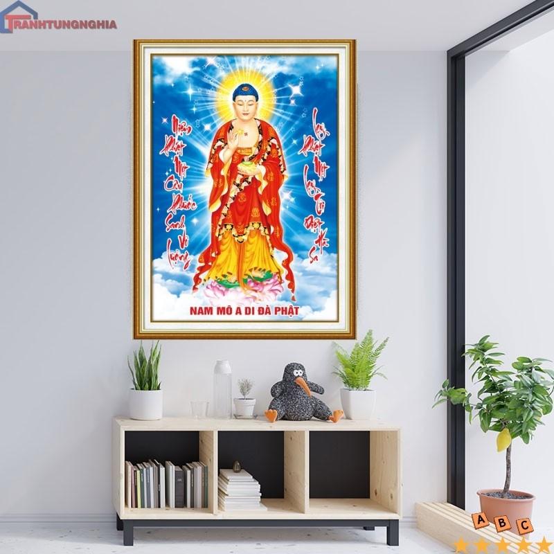 Tranh đính đá ABC phật a di đà 72cm x 50cm