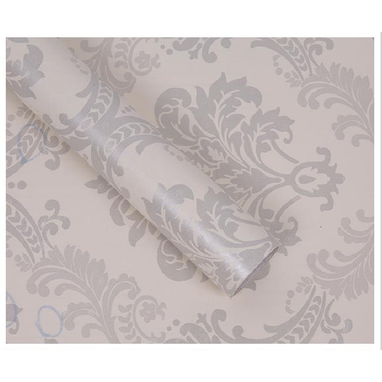 Cuộn 10m giấy dán tường châu âu bạc khổ rộng 45cm