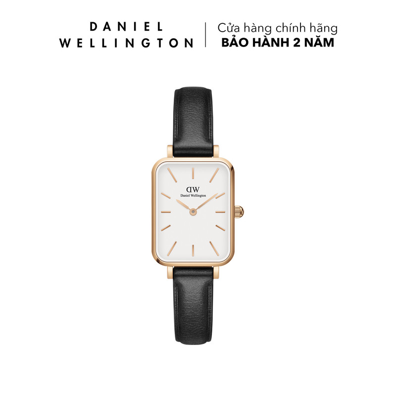 Đồng hồ Daniel Wellington dây da - DW00100434 20x26 mm Quadro 20X26 Pressed Sheffield RG White Mặt Trắng Vỏ Vàng Hồng