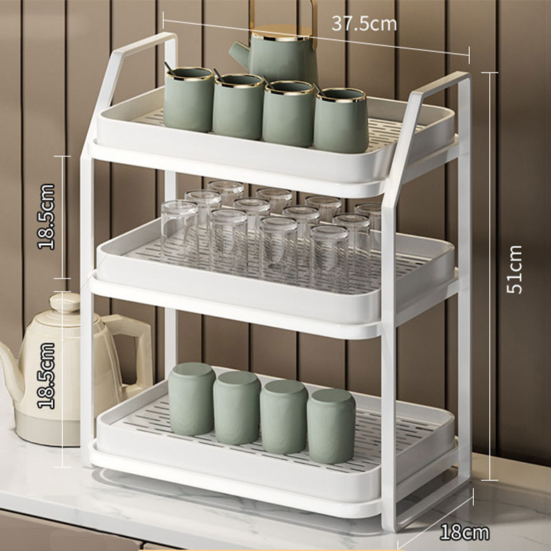 Double-layer cup holder storage shelves for cups, cups, shelves, tea cups, tea sets, glass storage cabinets