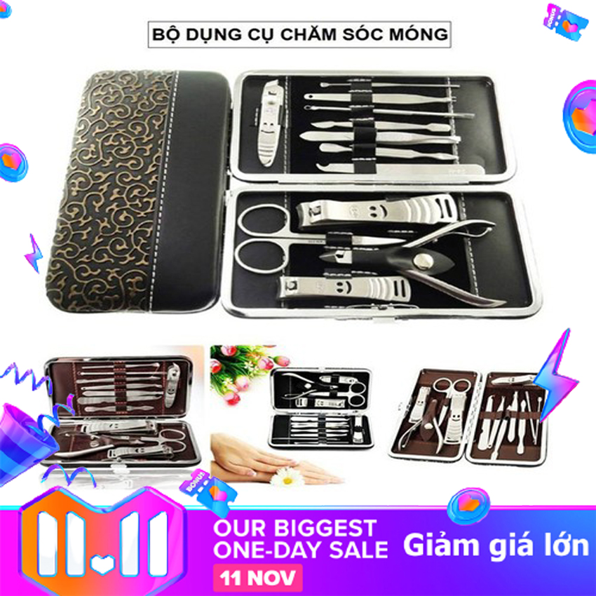 Bộ kìm da 12 món inox cao cấp - kềm móng chân - phụ kiện làm móng cao cấp - bộ cắt bộ bấm móng tay 12 món tiện dụng bến thành store