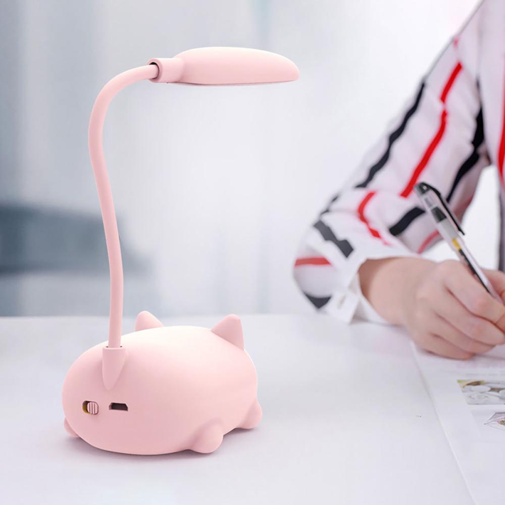 【New Arrival】USB Student Learning Light Foldable Cute Cat Portable Lamp Rechargeable 400mAh Adjustable Gooseneck Kids Gifts for Bedroom Office