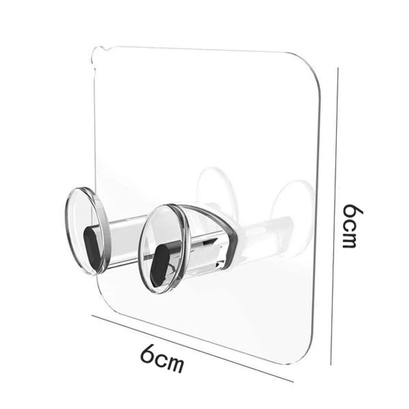5pcs Clear Strong Plug Hooks Adhesive, Multi Purpose Transparent Plastic Pasting Hook, Use for Kitchen,Bathroom,Office