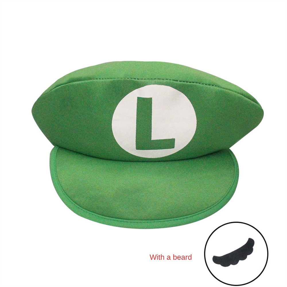 Super Mario Bros Red And Green Hat 56cm Nintendo Halloween Super Mario Bros Hat 28G Mario Bros. Super Mario Bros Theme Party#1beard