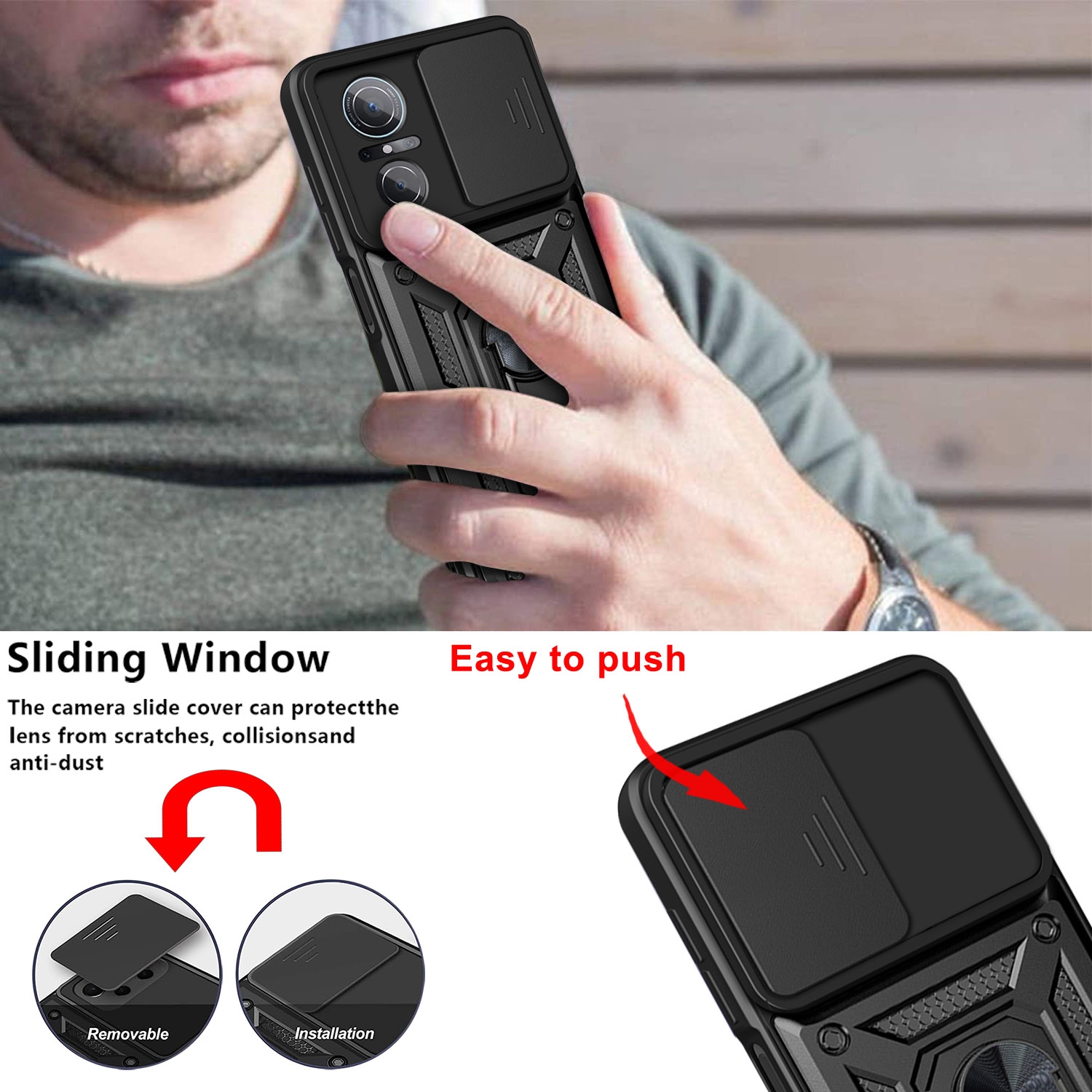 (RepairParts Mania)For Huawei nova 9 SE Sliding Camera Cover TPU + PC Phone Case(Black)