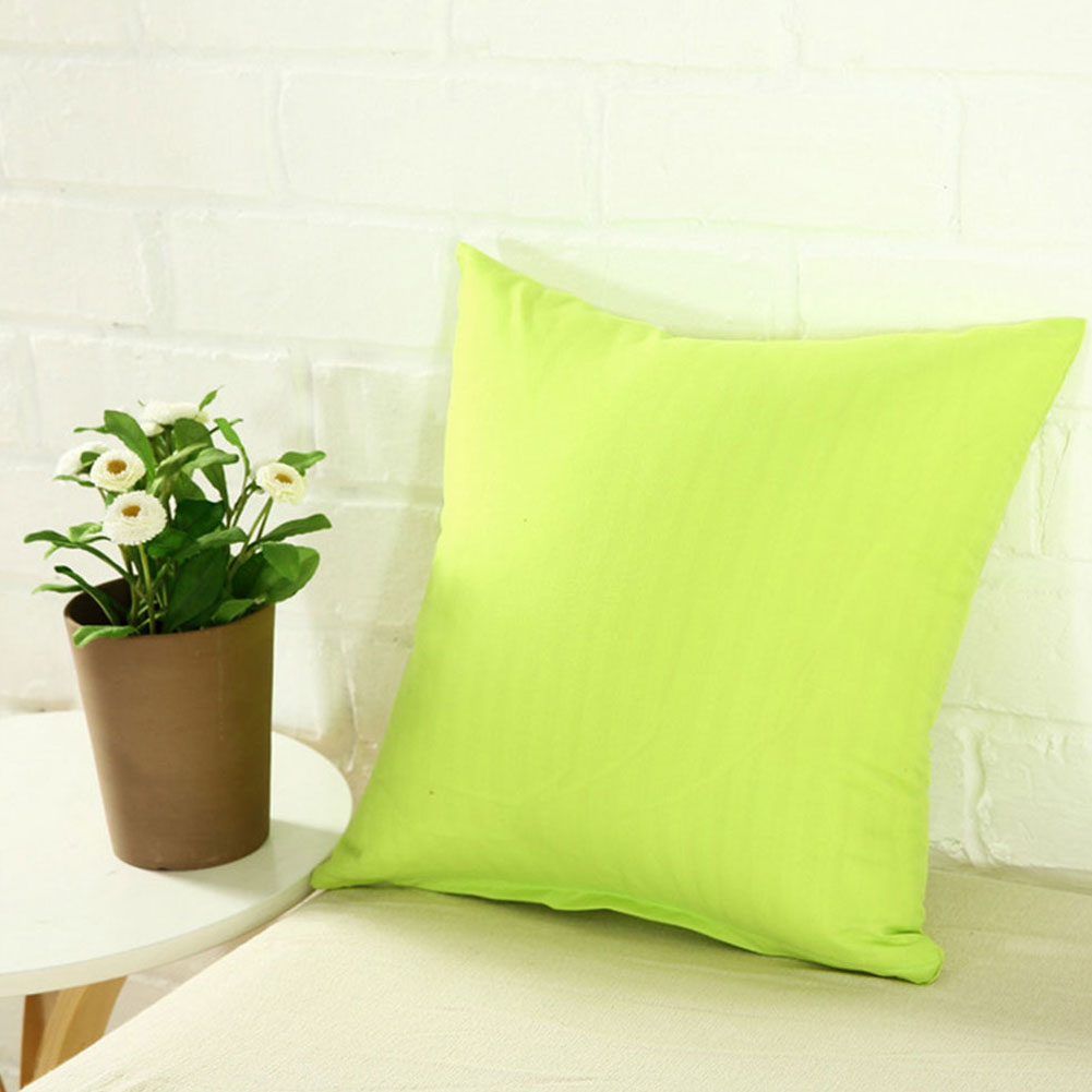 Plain Solid Color Throw Pillow Case Home Sofa Linen Cotton Square Cushion Cover