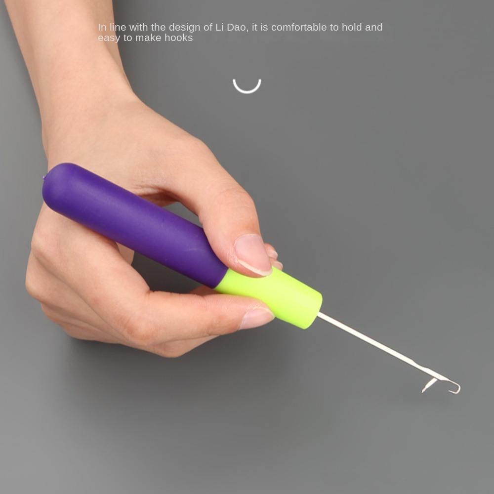 PKGH 2PCS Plastic Handle Dreadlock Crochet Hair Extension Micro Hook Crochet Hook Hair Making Tools Braiding Hair Knitting Hooks for Hair Weaving
