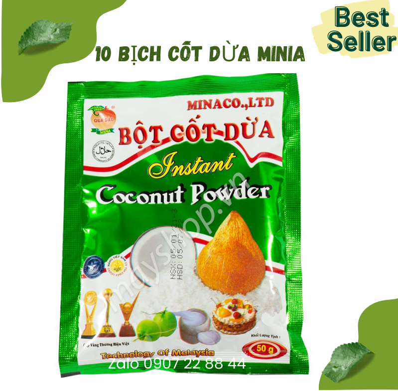 10 Gói Bột Cốt Dừa Mina