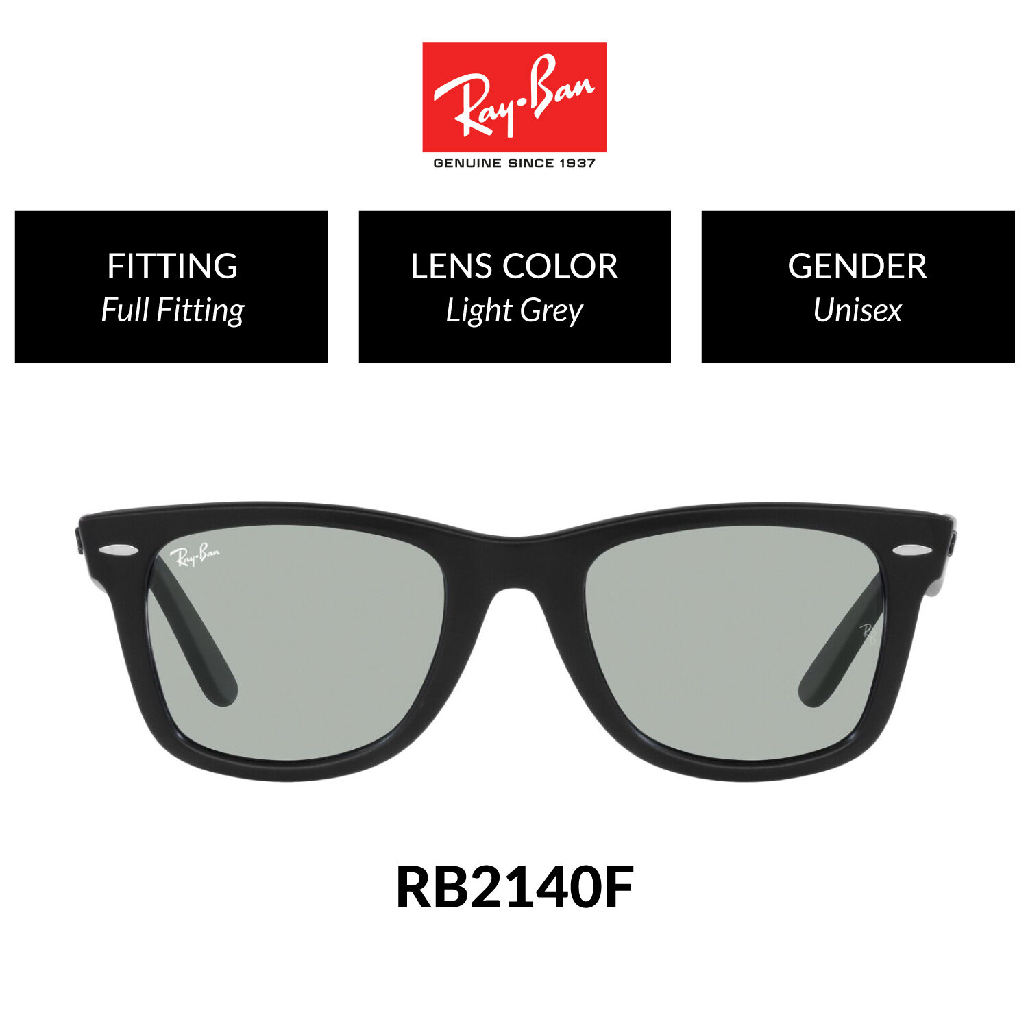 Ray-Ban Rob RB2140F 601SR5 Unisex Full Fitting Sunglasses Size