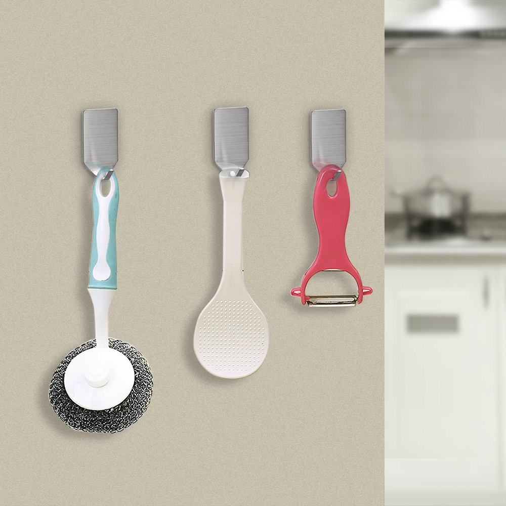 COMBO 10 Móc treo đồ dán tường inox siêu dính, Móc treo chìa khóa, mũ nón túi xách đa năng kèm miếng dán