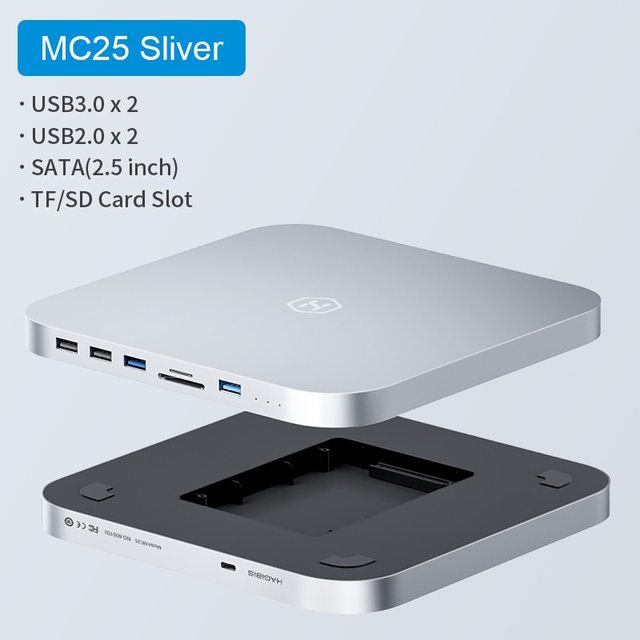 Hagibis USB C Hub with Hard Drive Enclosure Type C Docking Station 2.5 SATA NVME M.2 SSD Case 4K DP USB3.0 M1 M2 for Mac Mini.