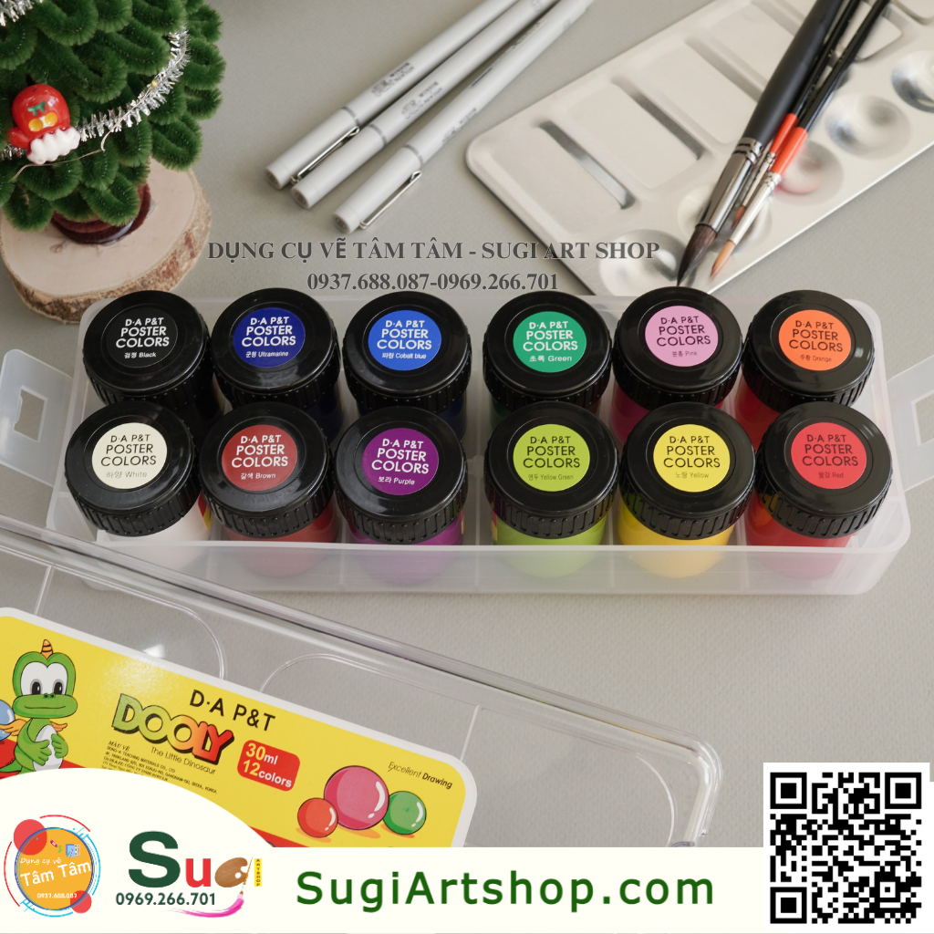 Màu Poster Dooly 12 màu (hủ 30ml), Màu nước Dooly