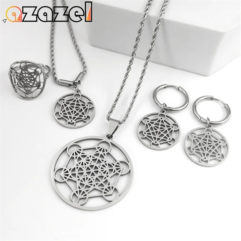 TEAMER Angel Seal Archangel Metatron Keychain – Stainless Steel Geometric Keyring For Keys