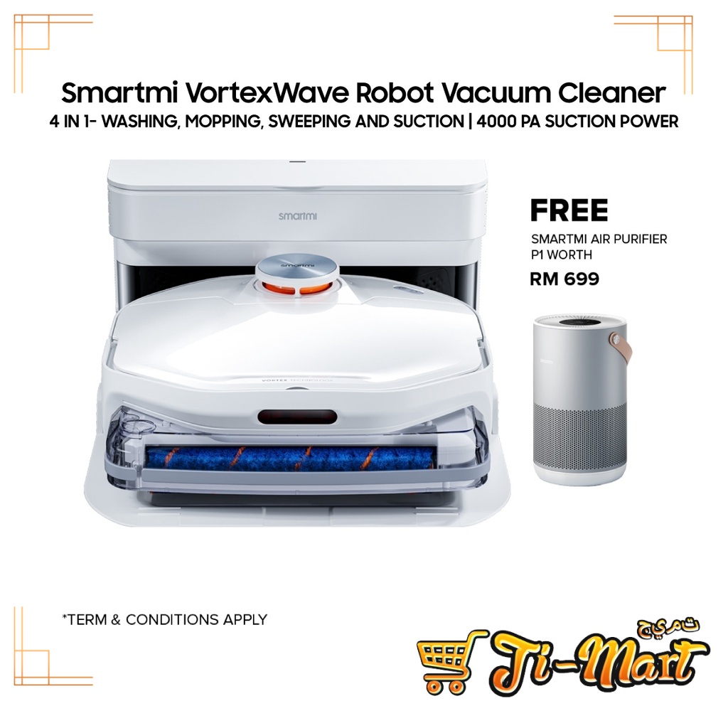 [2 Years] Smartmi VortexWave Robot Vacuum Cleaner 4 in 1 Washing