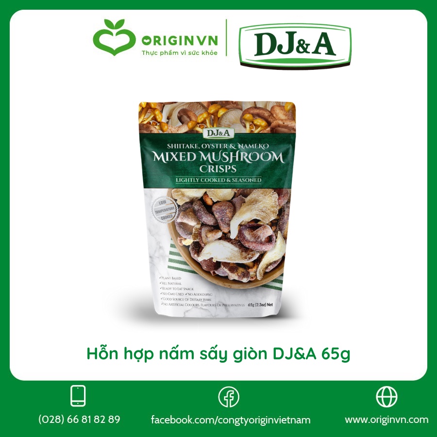 Hỗn hợp nấm sấy giòn DJ&A 65g