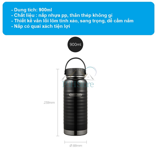 Bình Giữ Nhiệt Lock&Lock Wave Handle 900ml LHC4163BLK
