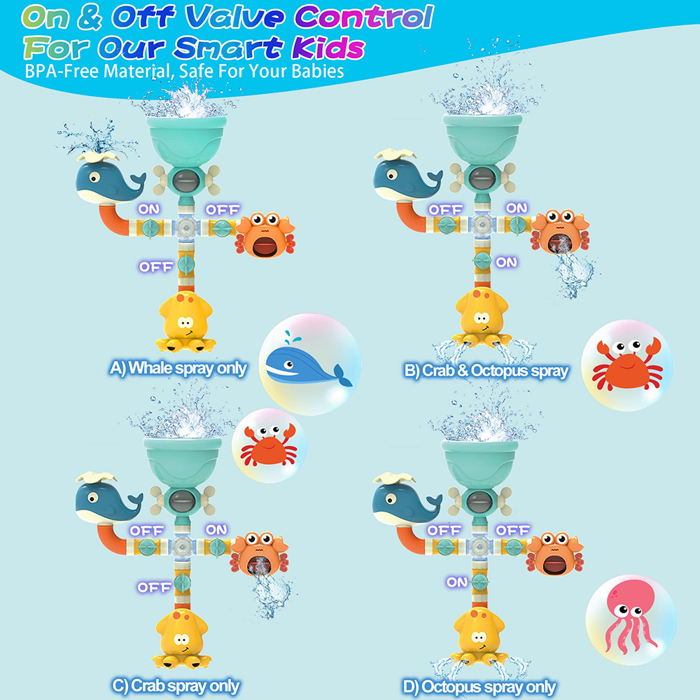 【Amnber Berry Mall】Baby Bath Toys Bathtub Pipes Tubes Time Water Game Spray Swimming Bathroom Toys Toddlers Kids Gifts Birthday Gift. 