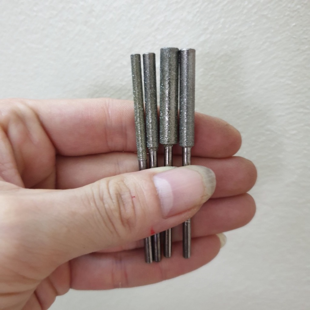 Đầu mài dũa đá quý - mũi mài tiến thưởng hình tròn hoặc đầu nhọn cán trục 3mm hoặc làm mũi mài cưa lam xích