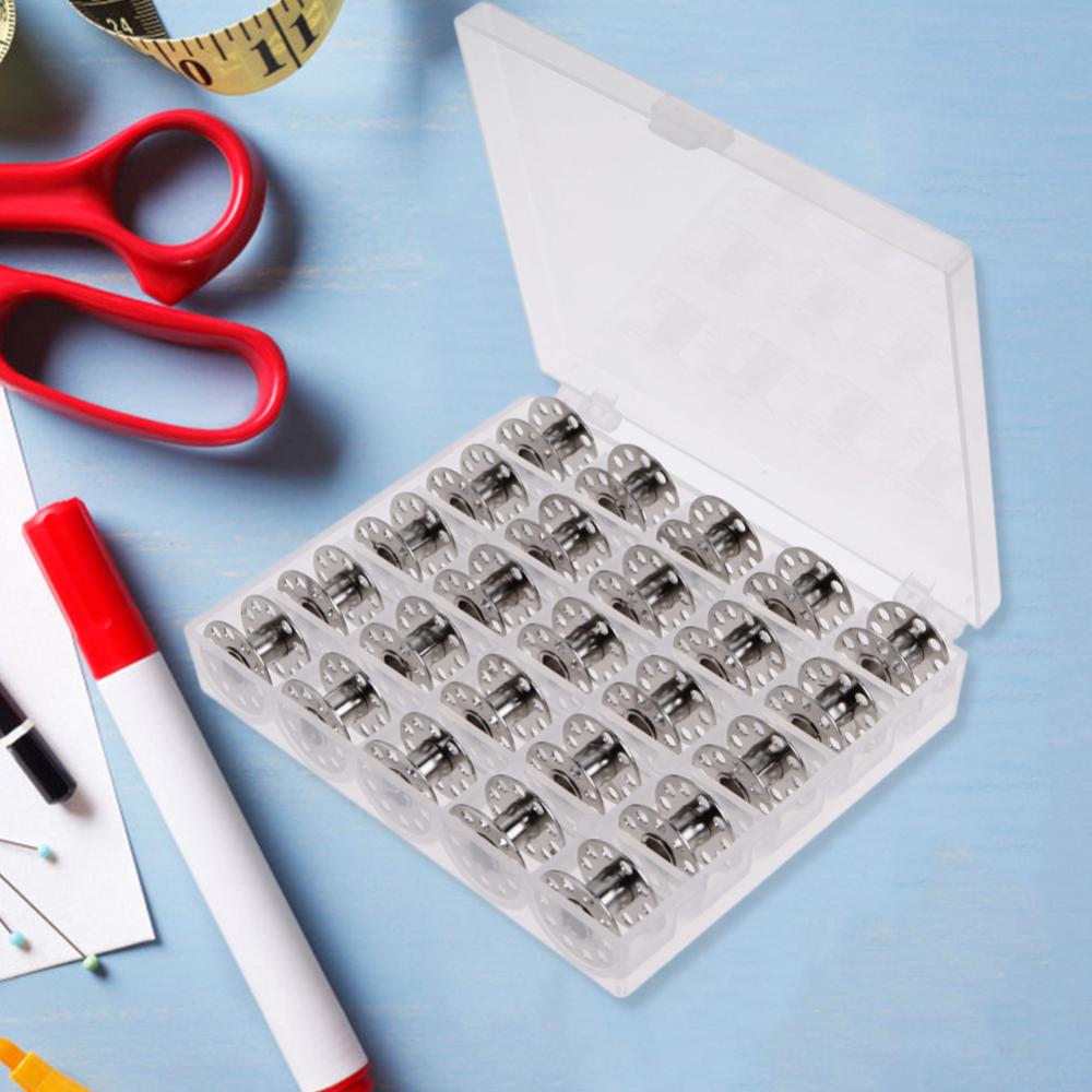 25pcs Replaceable Bobbins with Storage Box Household Metal Spool Sewing Accessories Portable for Sewing Machine for Brother Janome Singer