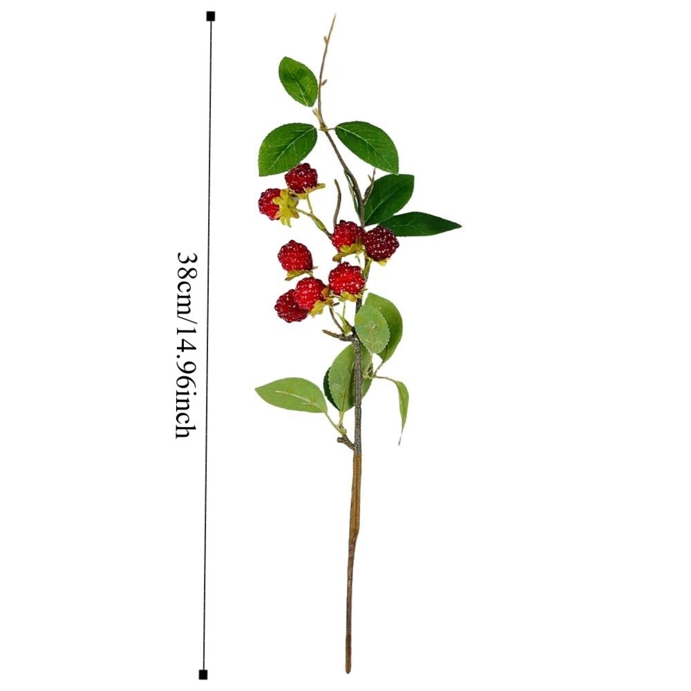 DIY Bonsai Decor Green Leaves Artificial Raspberry Branch Faux Red ...