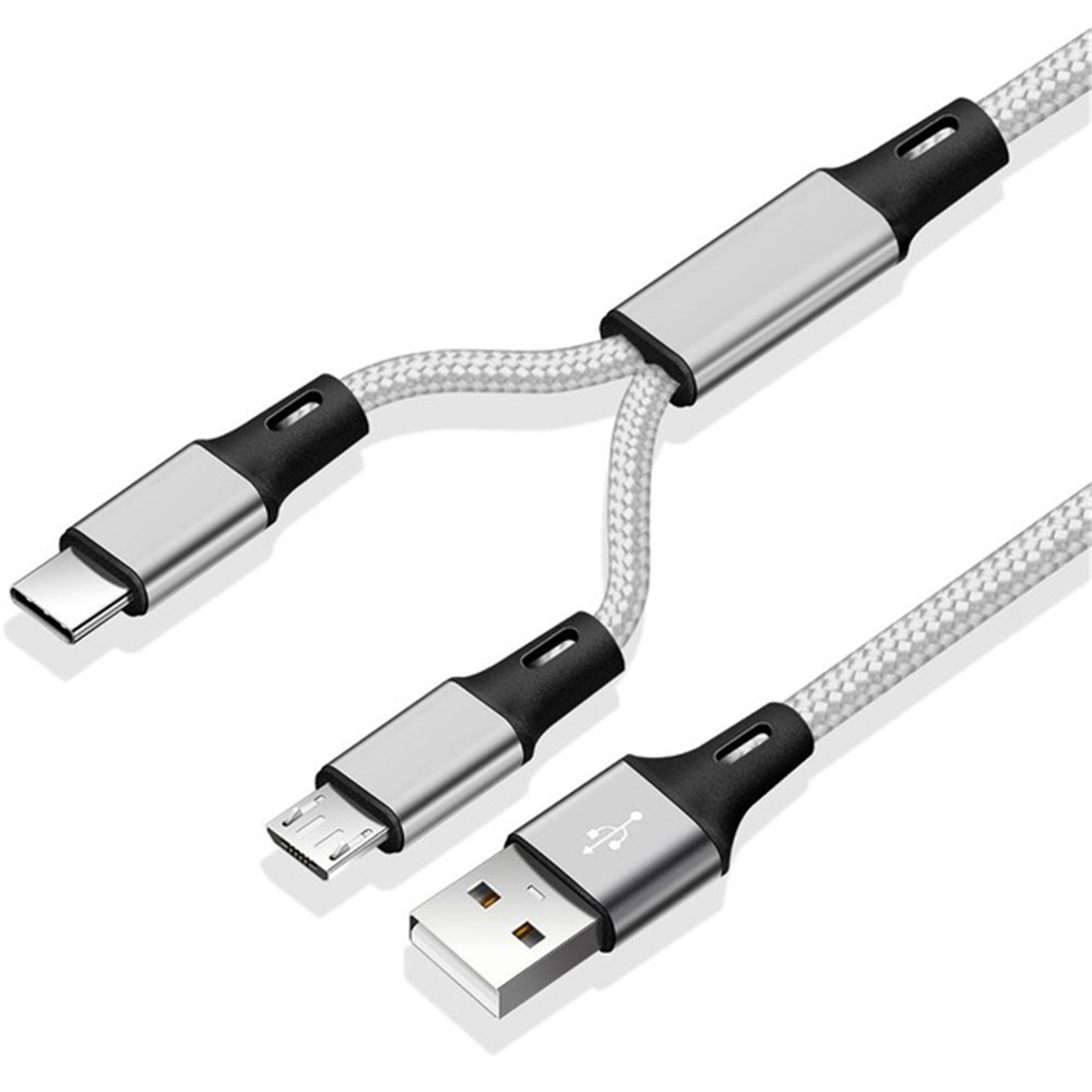 RAFT 1.25m 2 in 1 Type C Cables Charging Wire Micro USB Y Splitter Fast Charge Cable Phone Charge Cord Charger Cable
