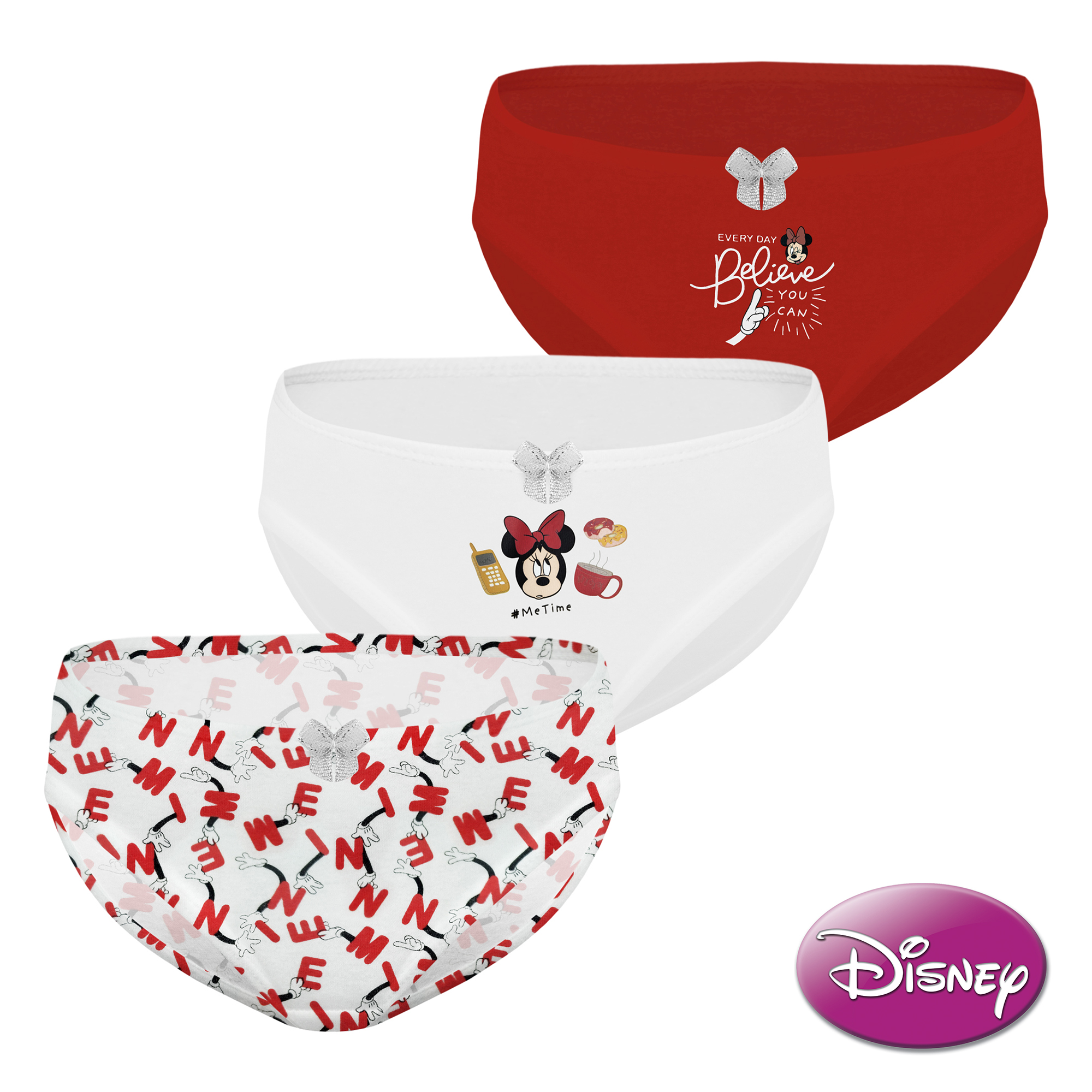Disney Minnie Mouse 3-in-1 Pack Bikini Panty With Ribbon Girls