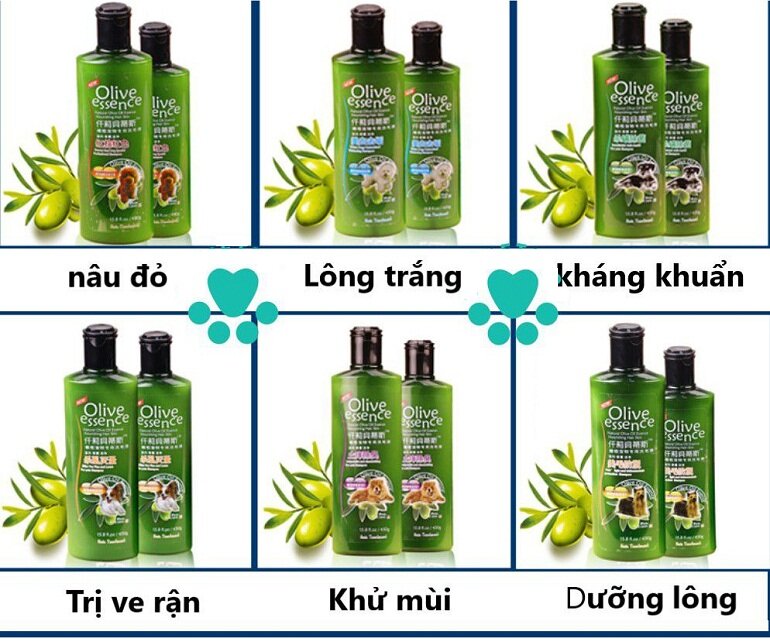 Hàng Chính Hãng Sữa Tắm Cho Chó Mèo Olive Essence Chai 450g, Sữa tắm cho chó mượt lông, trị ve rận