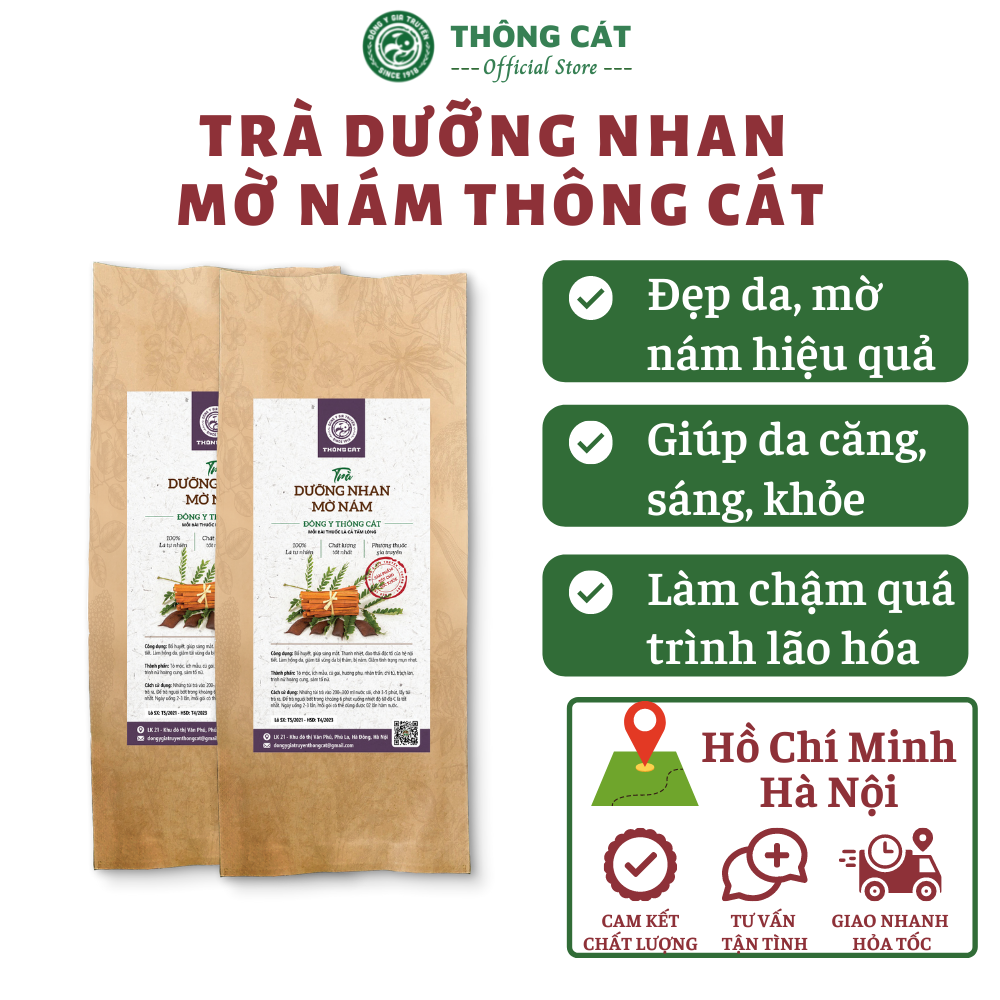 Trà dưỡng nhan mờ nám Đông y gia truyền Thông Cát (Since 1918) - Chống lão hoá tạm biệt Nám và Tàn Nhan cải thiện làn da chỉ trong 6 ngày - Trà thảo mộc Thông Cát