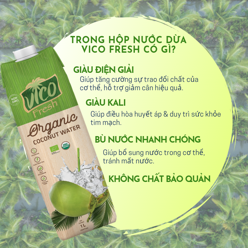COMBO 3 HỘP NƯỚC DỪA VICO FRESH ORGANIC 1L
