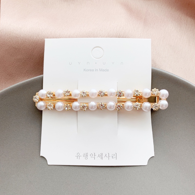 Hair clip, flower pattern, decorated with diamonds, Korean style