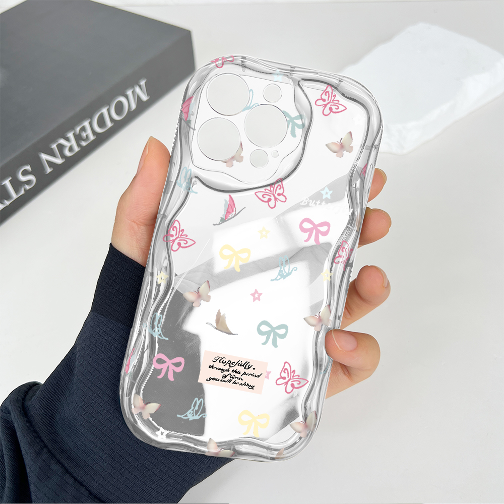 Jizetin for Xiaomi Poco X5 5G Redmi Note 12 5G Back Cover Colorful Bowknot Cream Wavy Edge Soft Silicone Phone Case. 