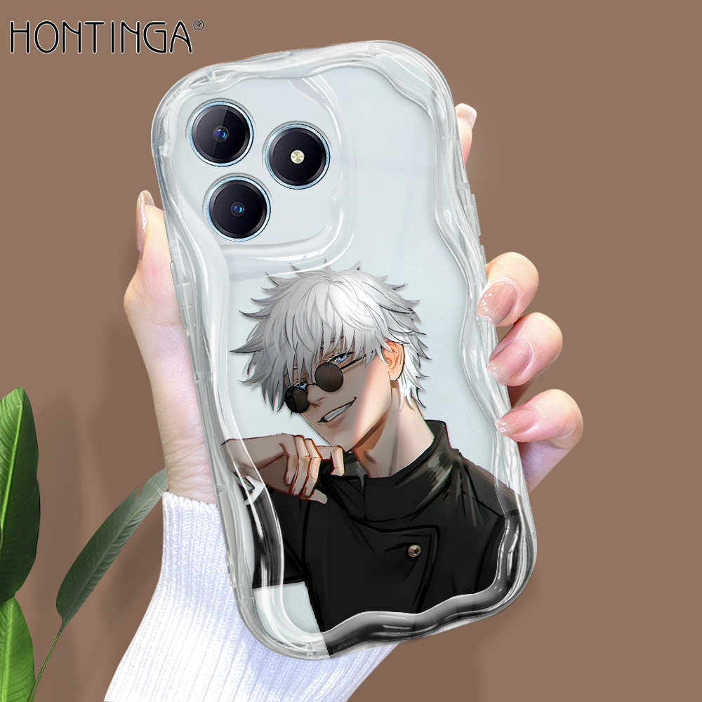 Hontinga for Realme C61 C63 Back Cover Anime Cartoon Phone Case Cream Texture Wavy Edge Soft Mobile Cover