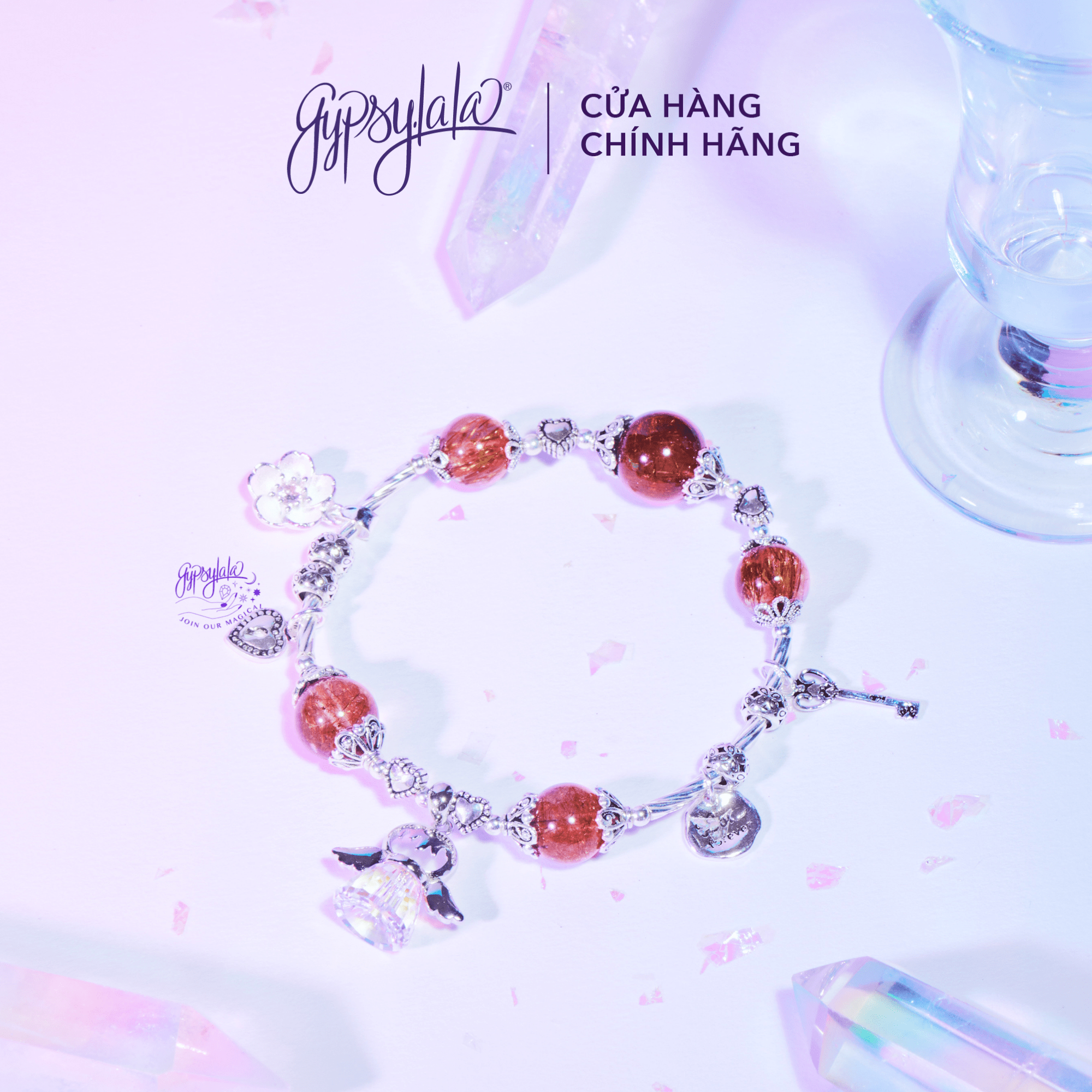 Vòng tay charm thiên thần đá thạch anh tóc nâu đỏ sp004151 gypsy.lala