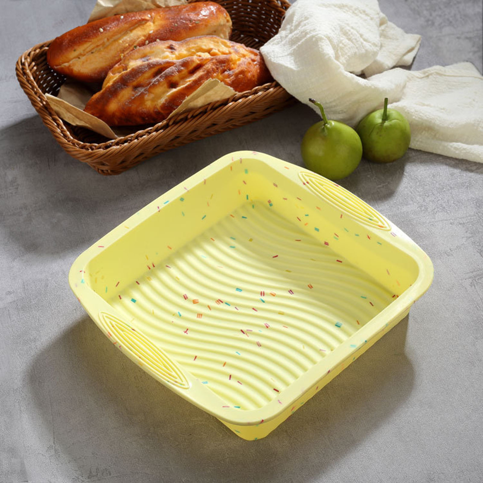Square Cake Pan Wave Pattern Cake Mold Nonstick Silicone Cake Pan Easy Release High Temperature Resistant Perfect for Diy Baking 9 Inch Square Mold less Than