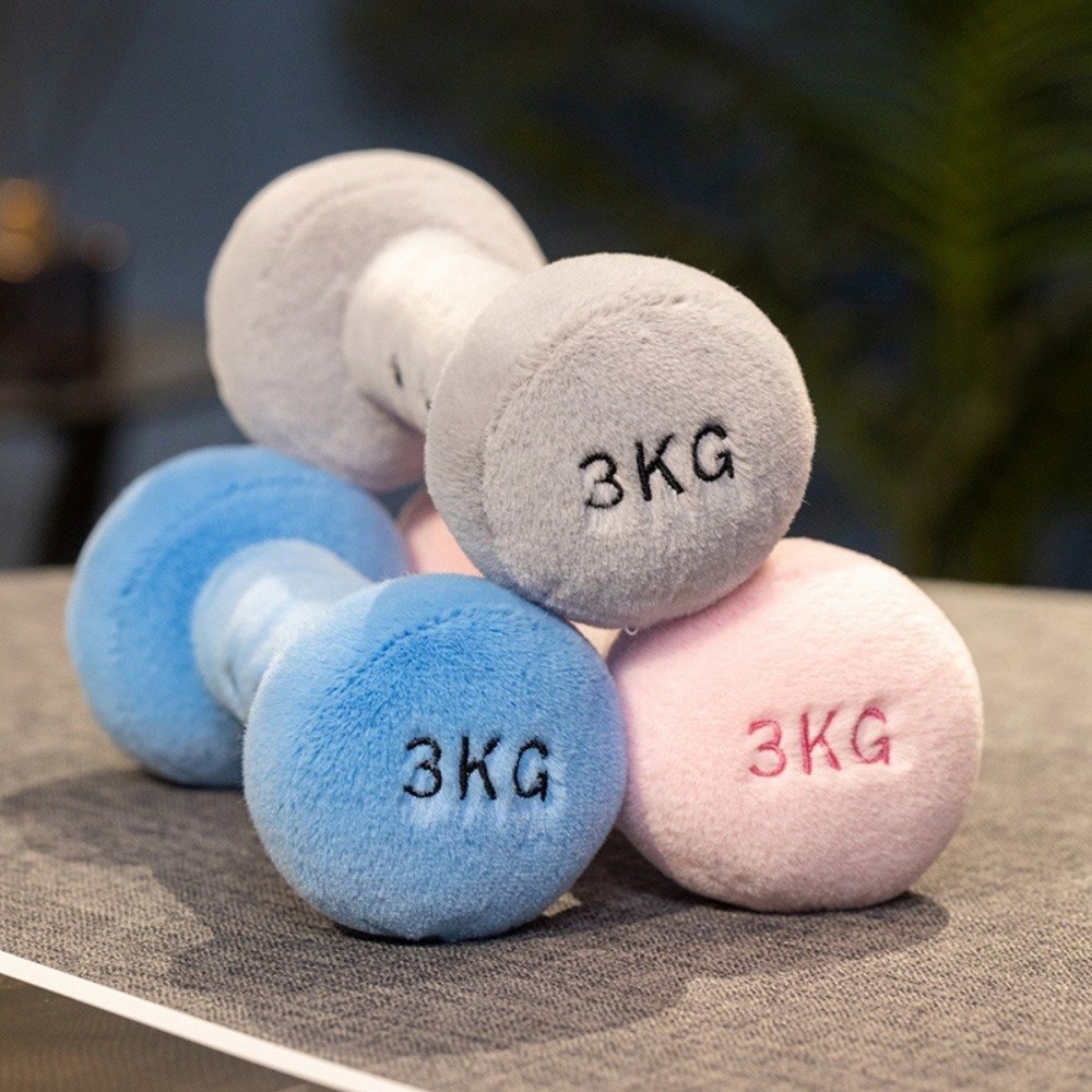 TONYOOG Plush Kettlebell & Dumbbell Cushion - Cute Fitness Equipment Shape Stuffed Pillow (Gym-Themed Gift & Decor)_voghion.com