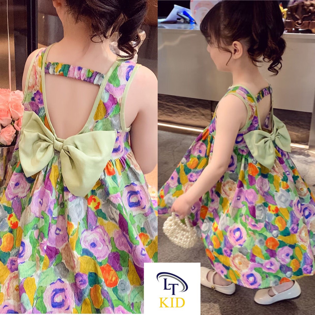 Đầm hoa xinh dễ thương cho bé gái