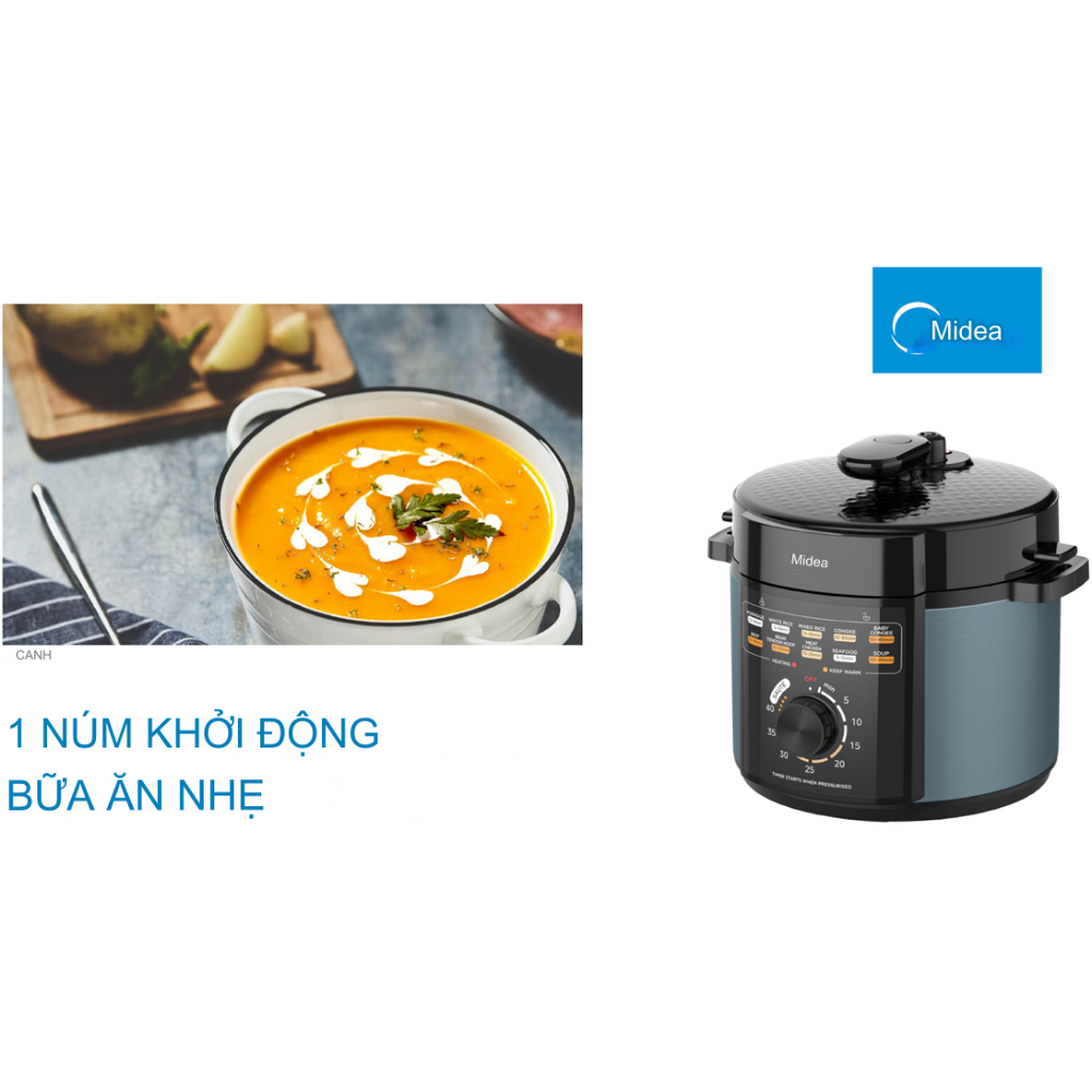 Nồi Áp Suất Điện Đa ăng Midea MPM50010AMG (Dung tích 5L, Công suất 1000W)