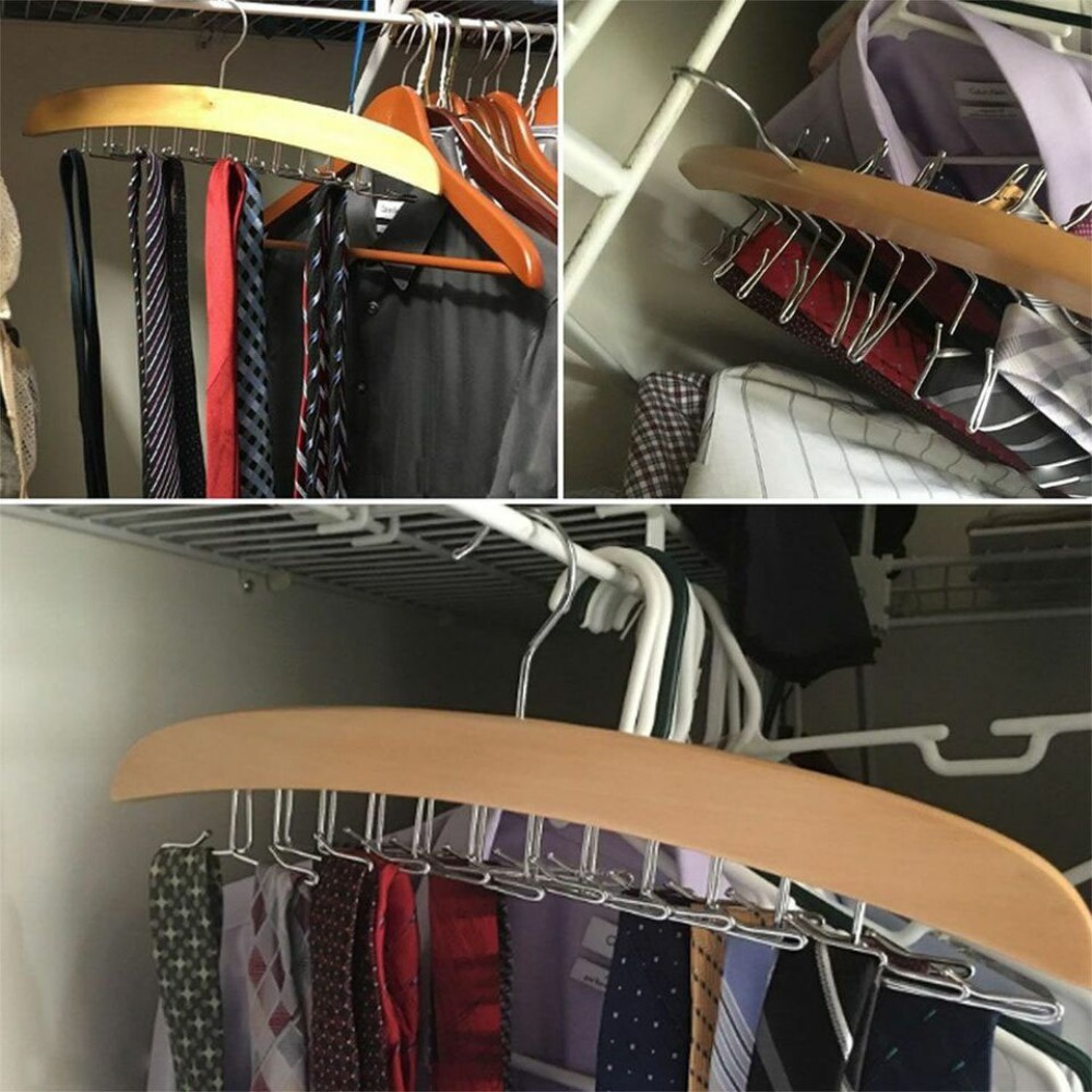 CHARDRUSHRU Multi-Function Rack Organizer with 24 Hooks Save Much Space Necktie Tie Hanger Belt Holder