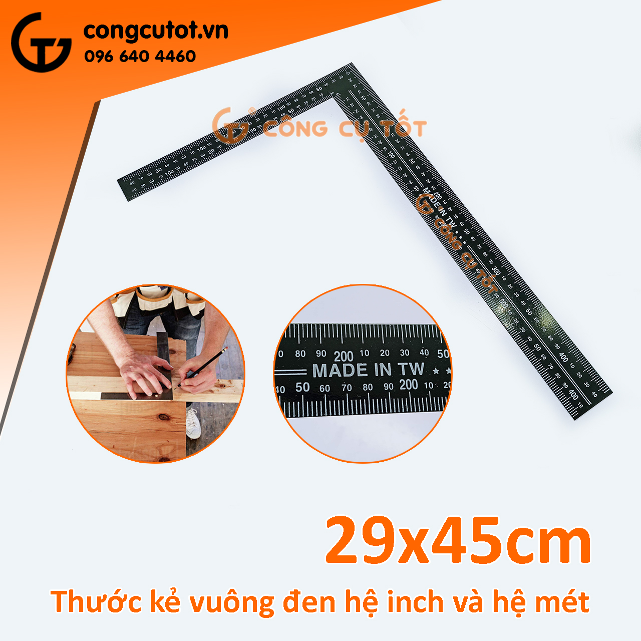 Thước đo góc vuông 2 mặt hệ mét