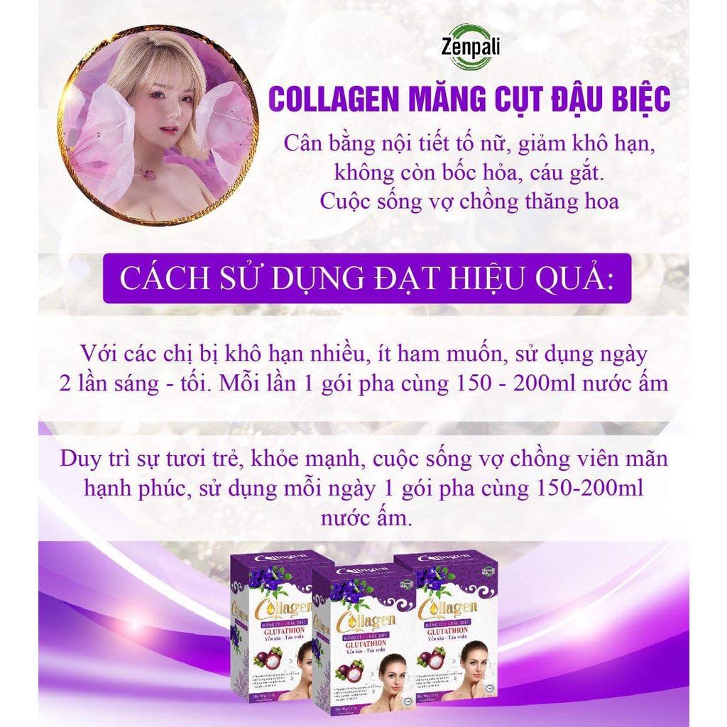 Collagen Măng Cụt Đậu Biếc ( Zenpali - Hộp 30 gói ) - GIÁ SỈ