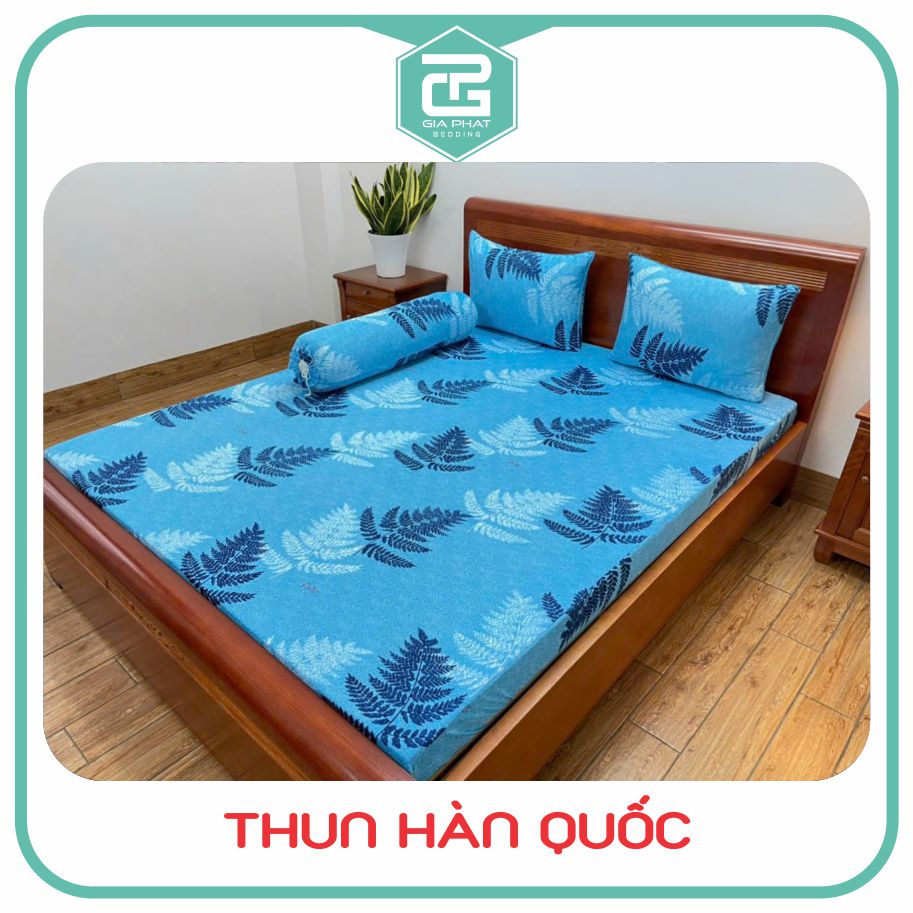 Bộ ga giường, Drap nệm Thun Lạnh Hàn Quốc 4 món (1 ga bọc + 2 vỏ gối nằm + 1 vỏ gối ôm)