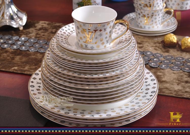 LV Dinnerware Set and LV Coffee & Tea Set SFJS235 LV Home Decorations  Dishes and Plates