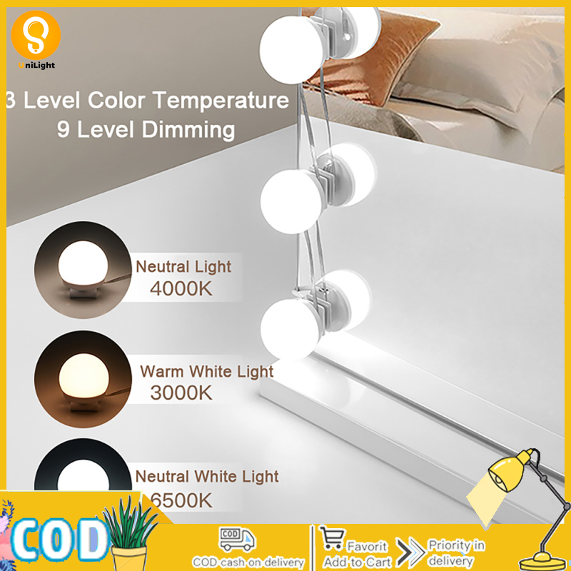 UnLight LED Vanity Lights For Mirror 3 Color Temperature Dimmable Wall Bulbs String For Makeup Table Dressing Room Mirror