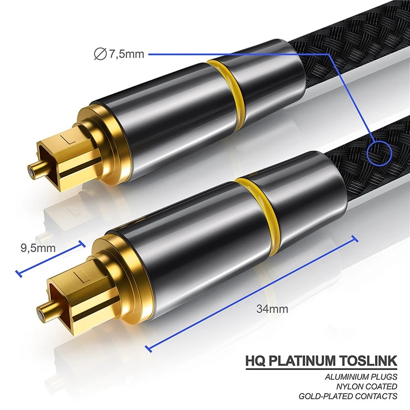 Digital Optical Audio Cable SPDIF Fiber Toslink Speaker Wire For Tv Box Ps4 Ps5 Amplifiers Blu-Ray Player Xbox 360 Soundbar