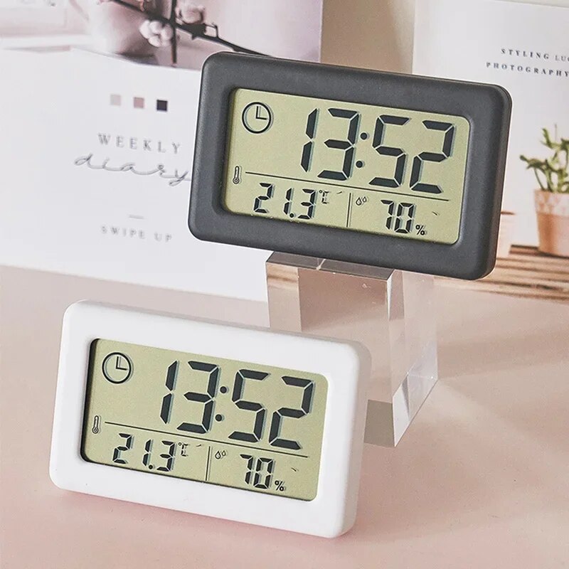 Treo Tường Đồng hồ kỹ thuật số nhiệt độ độ ẩm Thời Gian Hiển Thị treo tường mini Đồng Hồ Cho phòng ngủ phòng khách Nhiệt Kế Ẩm Kế