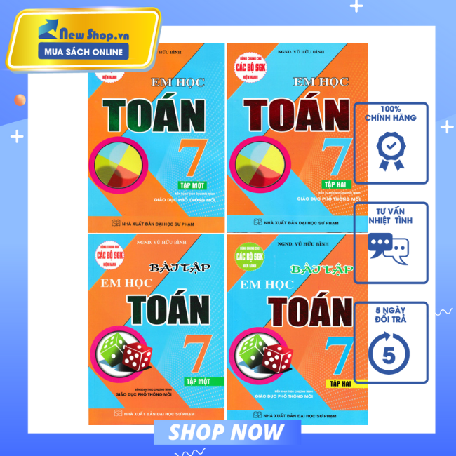 Sách tham khảo - combo em học toán + bài tập em học toán lớp 7 - newshop