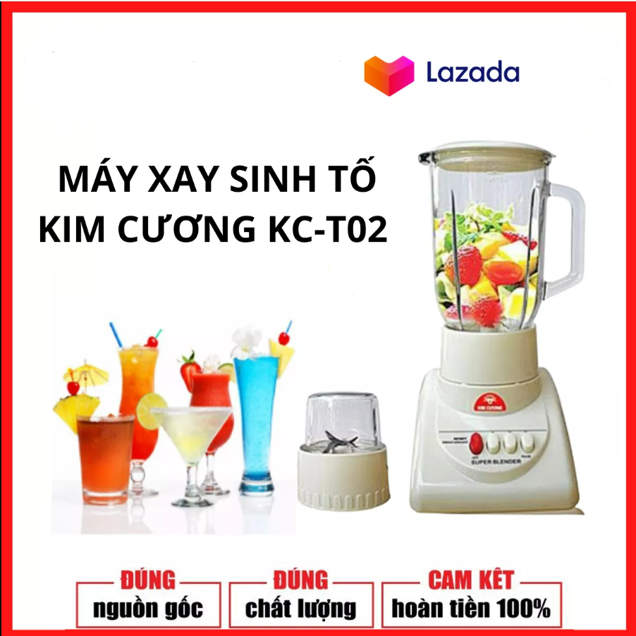 Máy Xay Sinh Tố Kim Cương TC02 - 2 Cối Thủy Tinh Chịu Lực Tốt Siêu Bền, Công Suất 350W Lưỡi Dao Inox Có Khả Năng Xay Nhuyễn Các Loại Thực Phẩm Cứng Giúp Tiết Kiệm Điện Năng, Các Bộ Phận Máy Dễ Tháo Rời Dễ Vệ Sinh Chùi Rửa
