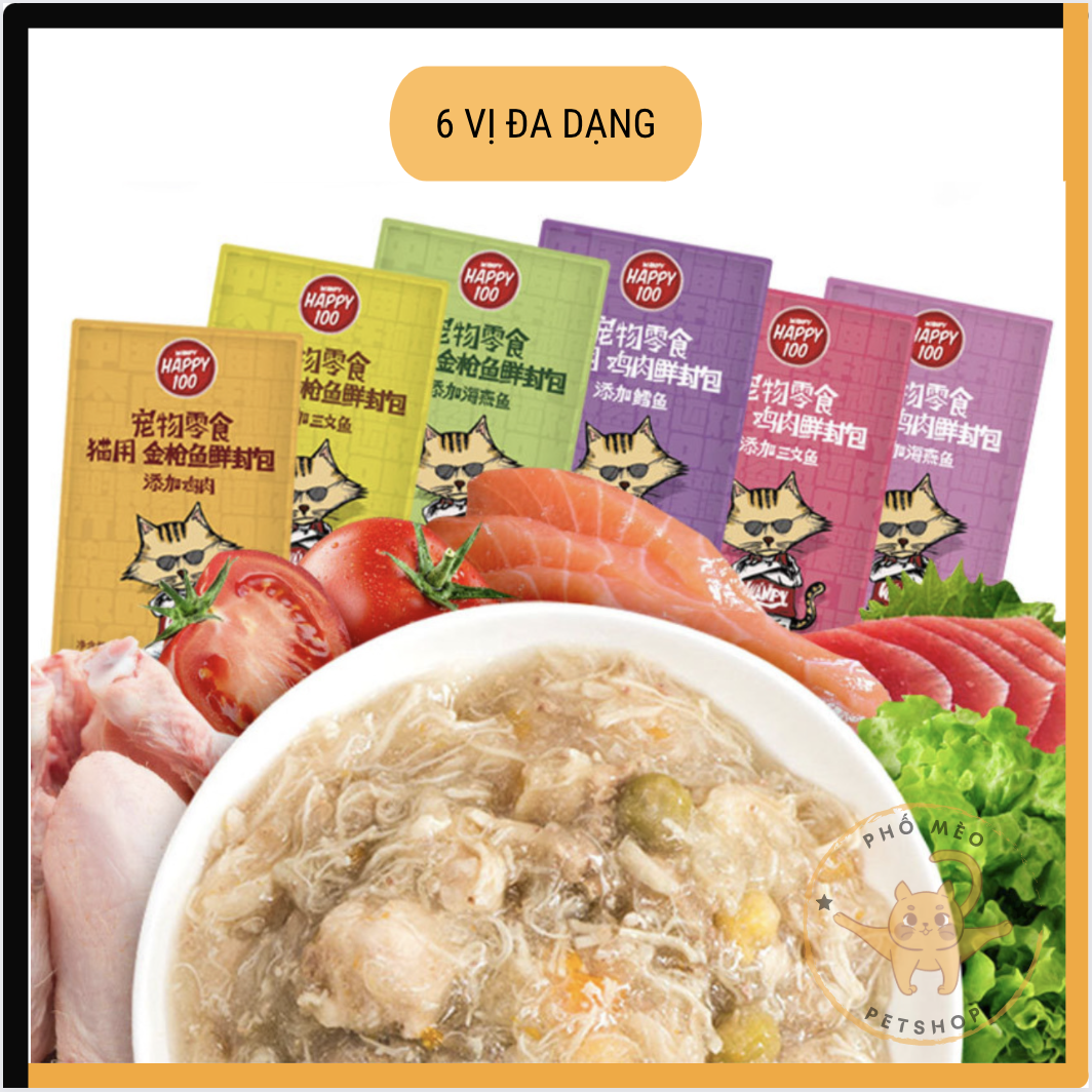 🐱[Ngon bổ rẻ]🐱 Pate Wanpy Happy 100 cho mèo gói 70g ⭐