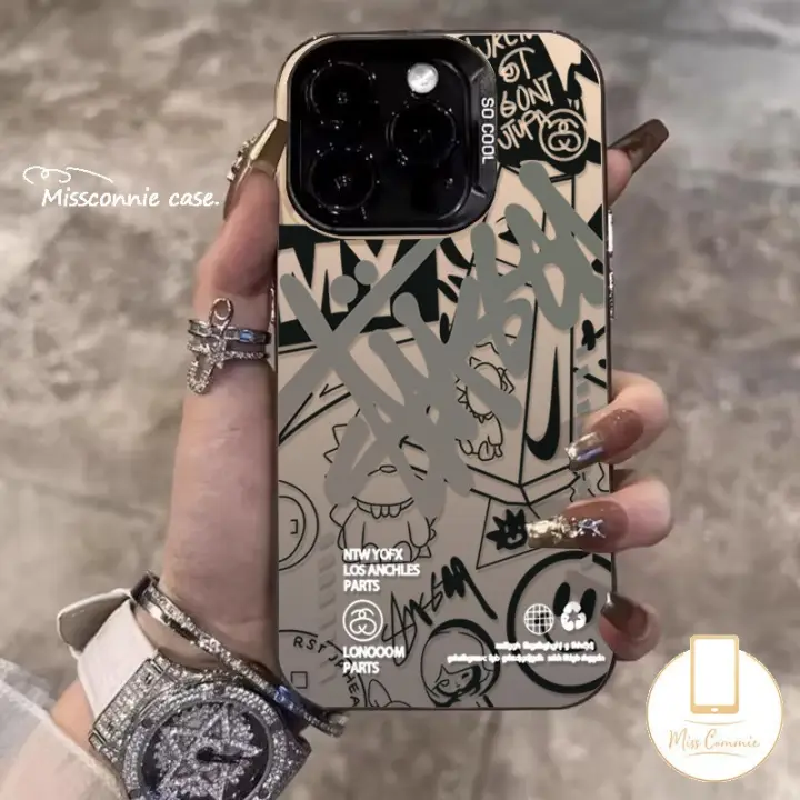 Trendy Graffiti Letters Logo Case For Redmi 1312 9C 10A 9 12C A3 13C 10C 9A 9T 10 A1 Note 10s 9 12 10 11s 13 8 11 Pro Poco C65 C55 M3 Luxury Plating IMD Shockproof Cover